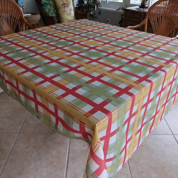 Excellent Large Plaid Food Network Farmhouse Tablecloth 60" x 84" - Picture 2 of 5